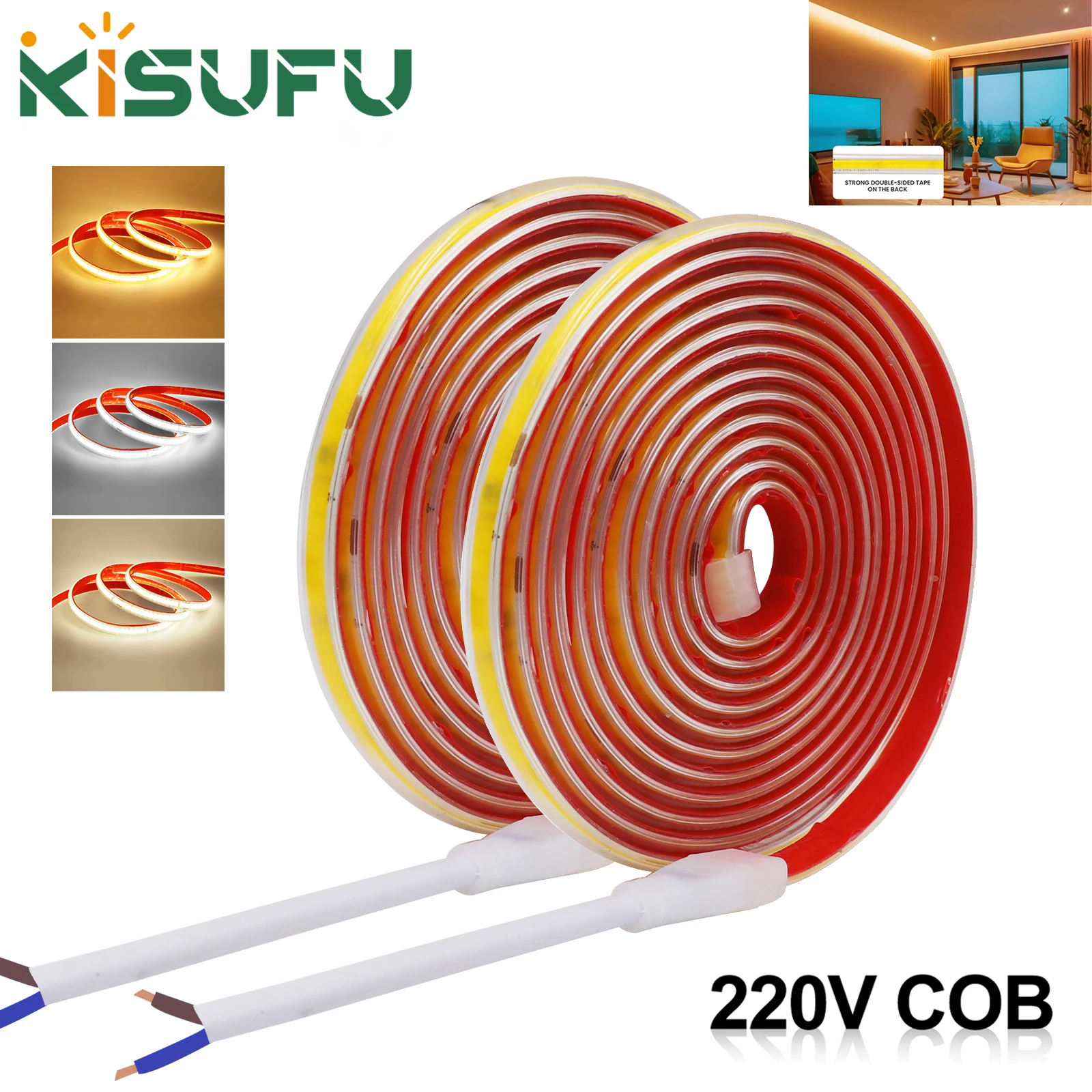 Ac 220 в cob strip 240 светодиодов/m