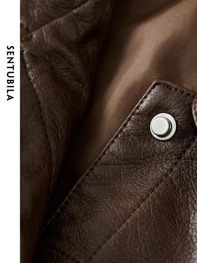 Sentubila женские винтажные укороченные куртки из искусственной кожи - Фотография_6