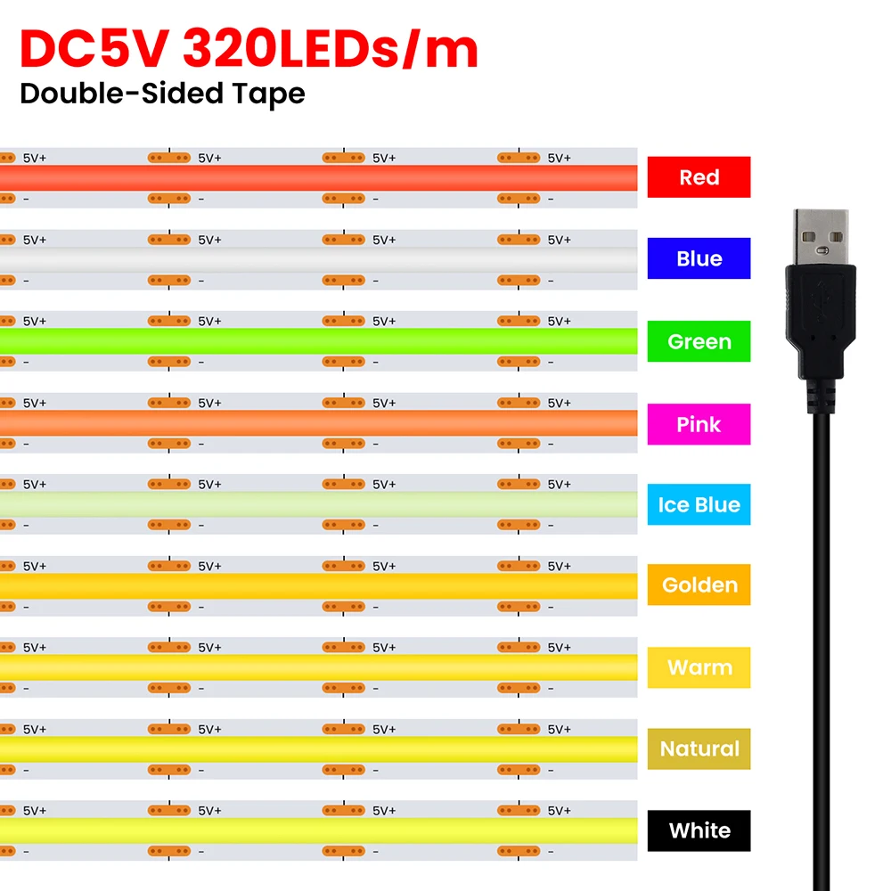 5 в usb 3 мм 5 мм pcb cob светодиодная