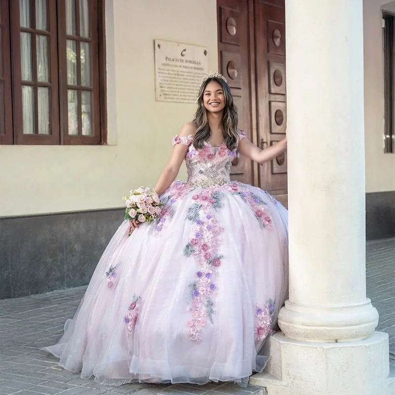 Светлое платье quinceanera с открытыми плечами по индивидуальному заказу