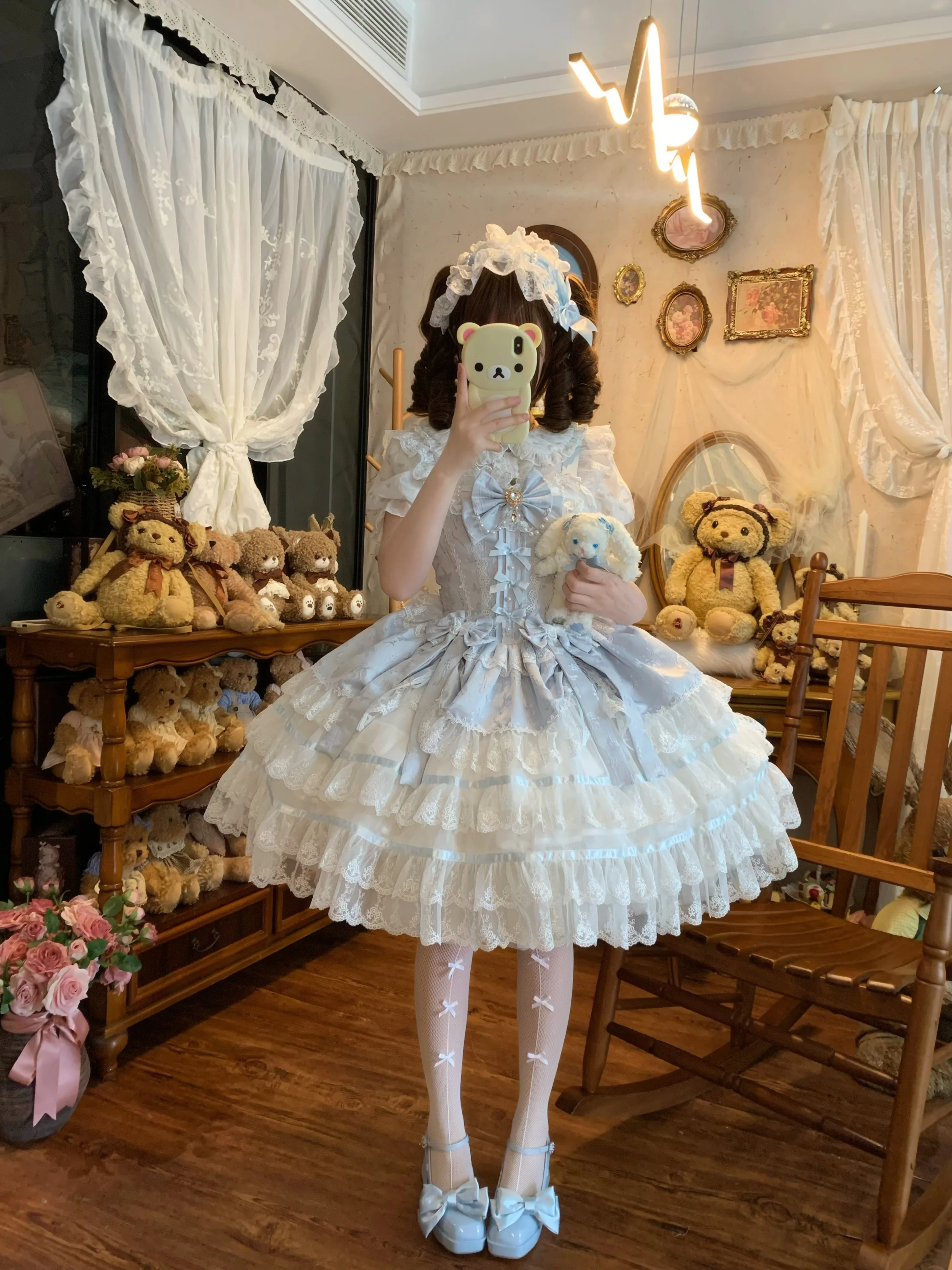 Синее платье лолиты в балетном стиле с милым бантом jsk - Фотография_4