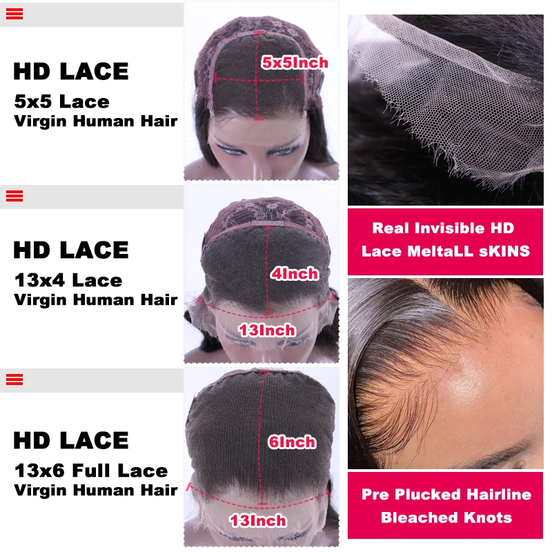 Invisible hd lace wigs virgin human - Фотография_6