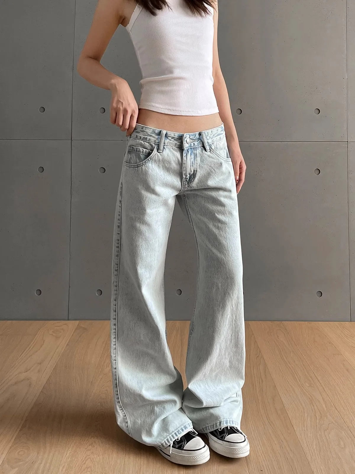 Y2k винтажные женские джинсы с низкой талией - Фотография_3