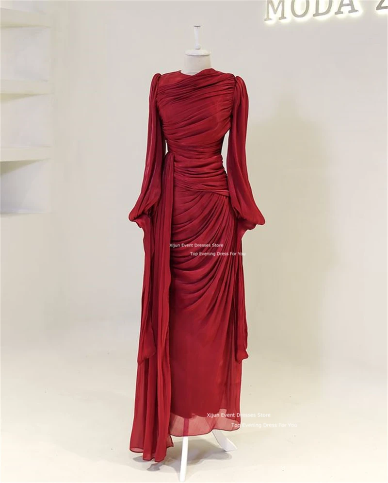 Xijun modest silk satin evening - Фотография_4