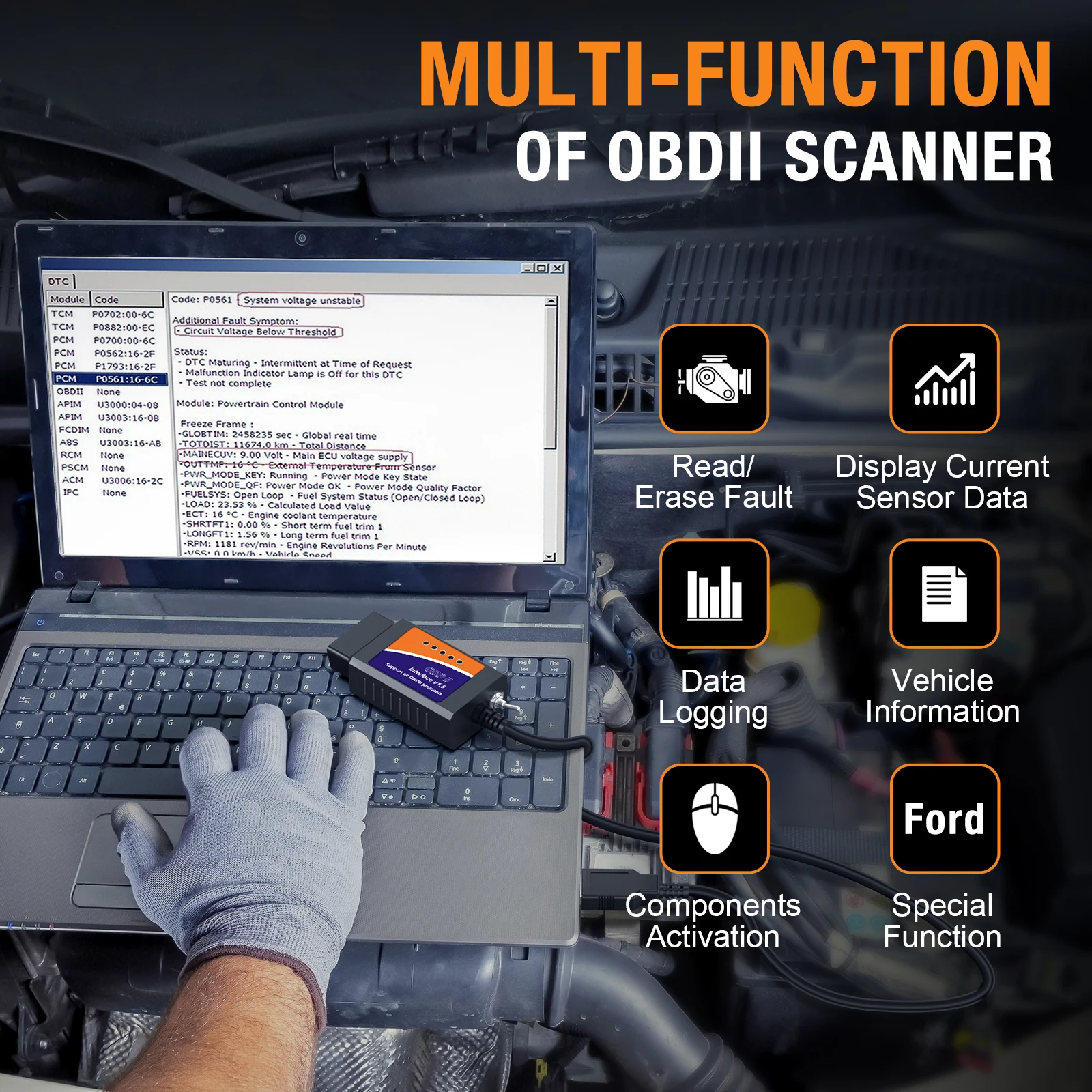 Forscan elm 327 obd2 диагностический сканер usb v1 - Фотография_2