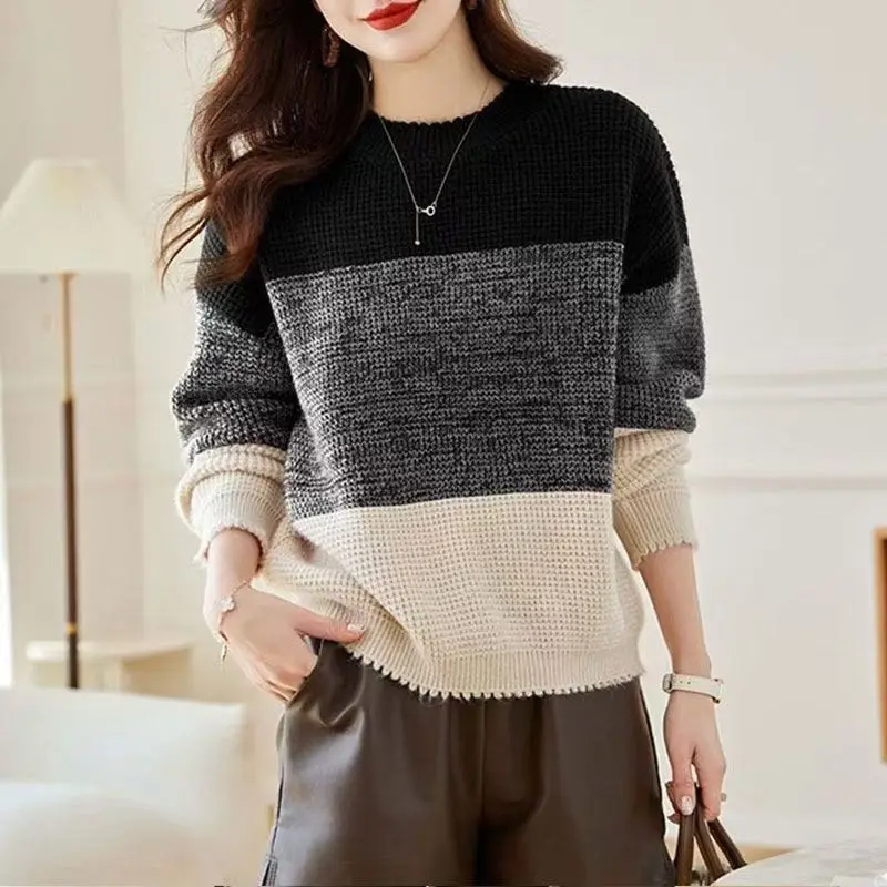 Осенне-зимние новые модные пуловеры с круглым вырезом и длинным рукавом - Фотография_4