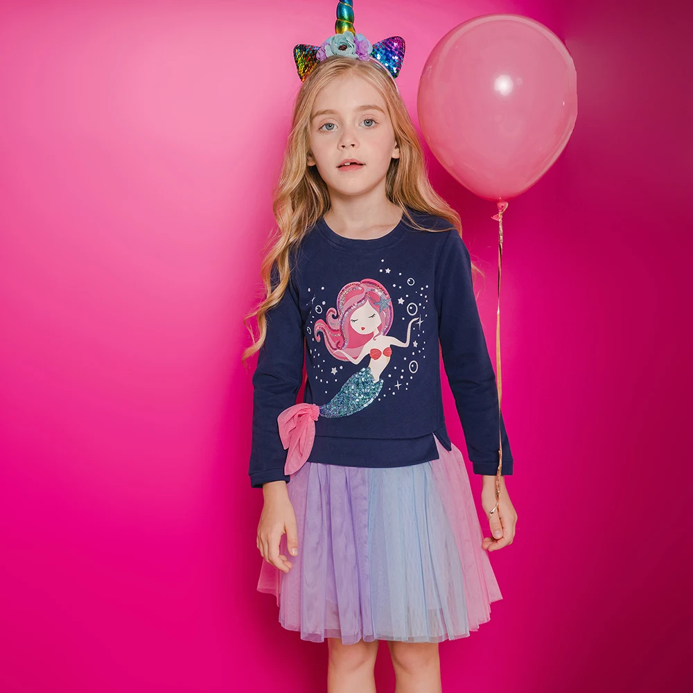 Vikita платье русалки с мультяшной аппликацией для девочек - Фотография_2