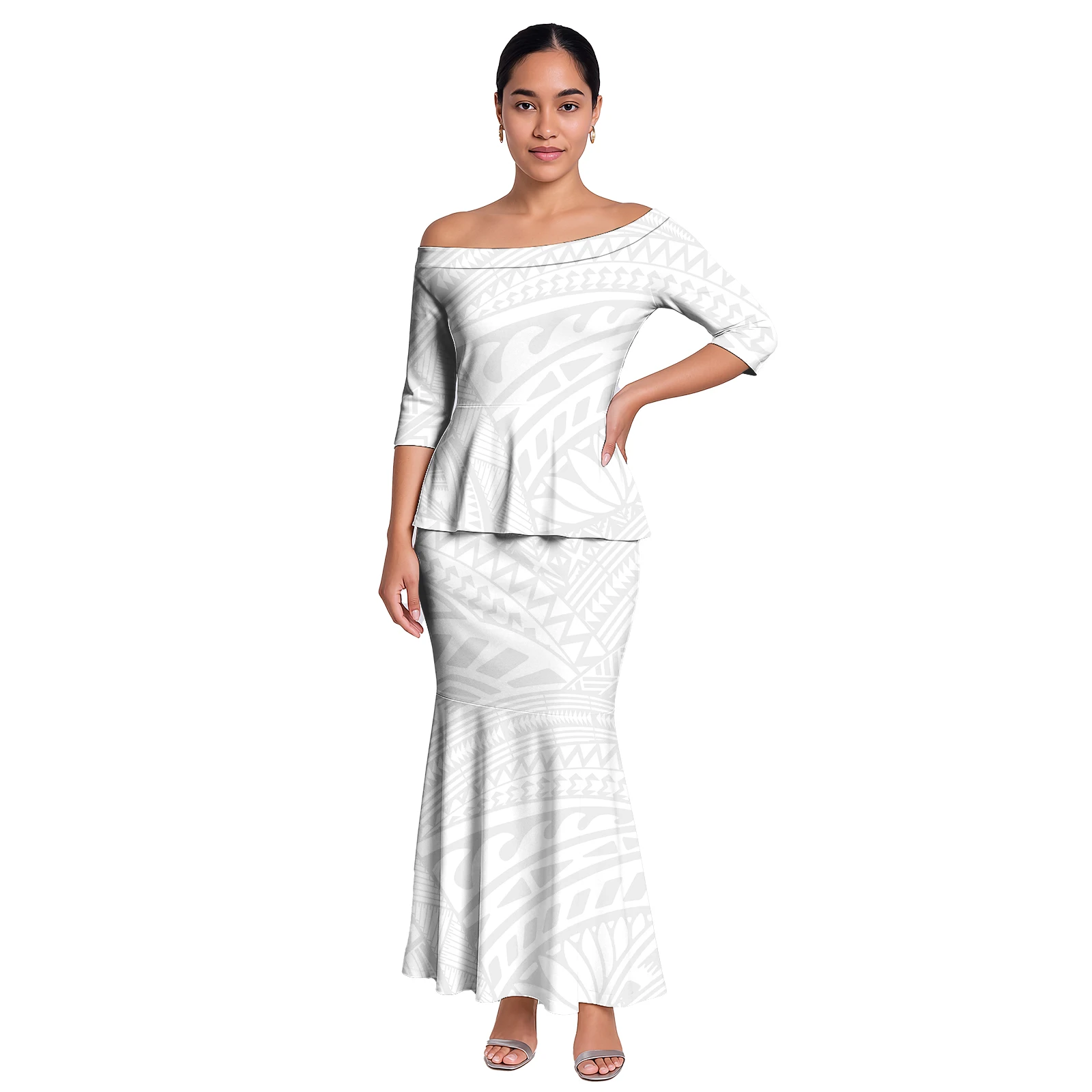 Белый дизайн, полинезийский принт - Фотография_5