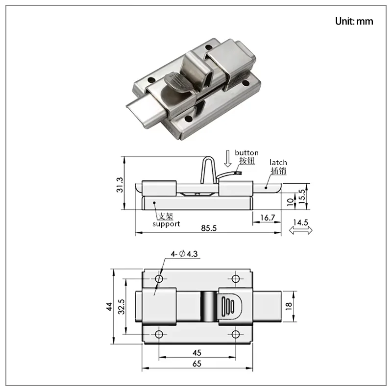 Промышленные болтовые замки из нержавеющей стали для дверей шкафа - Фотография_5