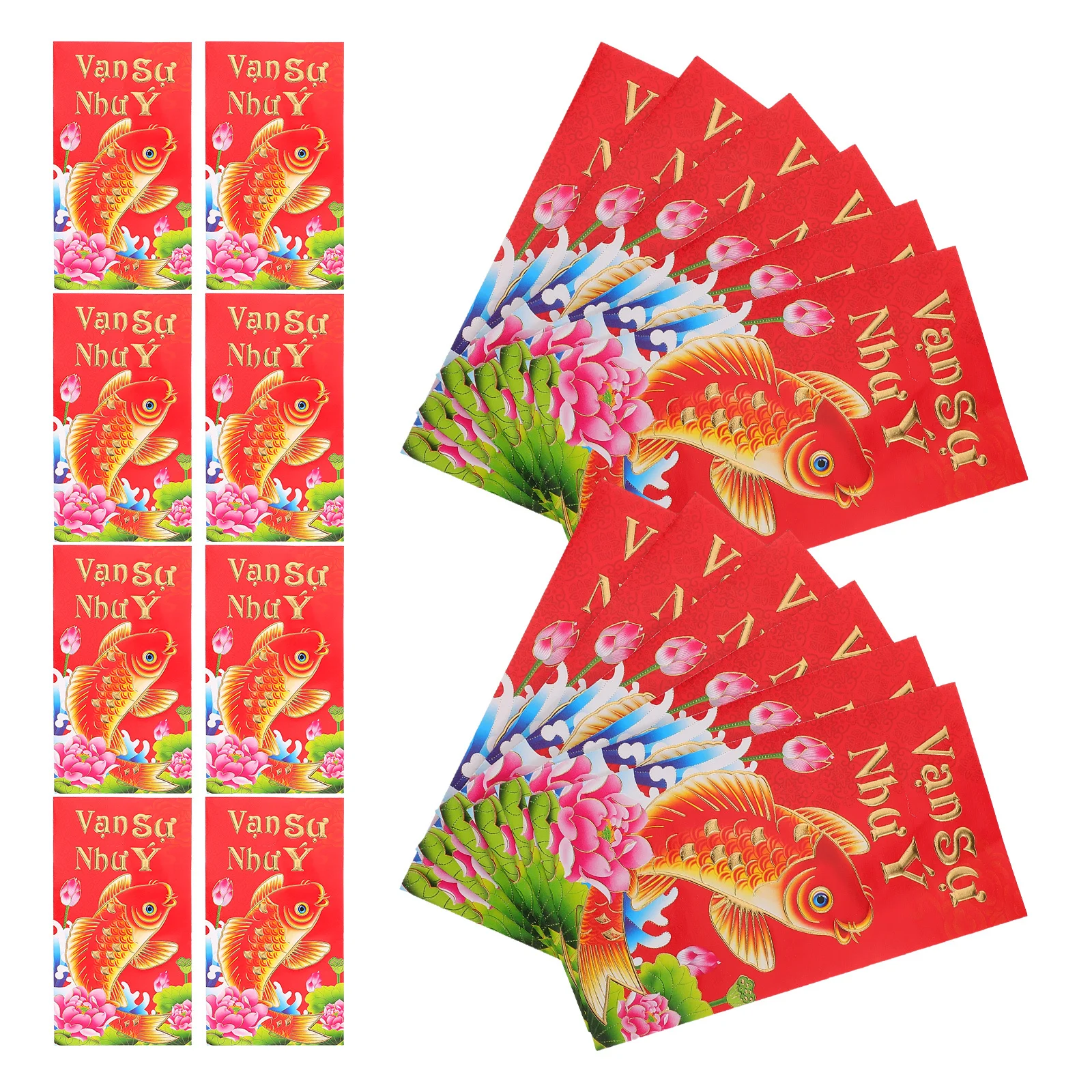 Китайские красные конверты с узором кои