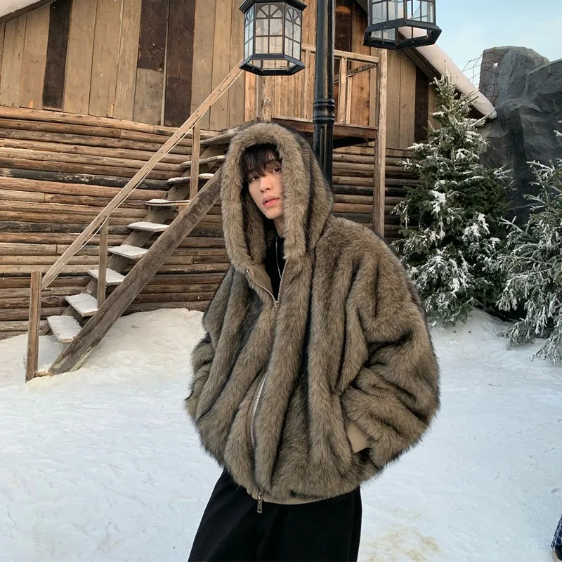 Мужское осенне-зимнее верхнее пальто из искусственного меха - Фотография_5
