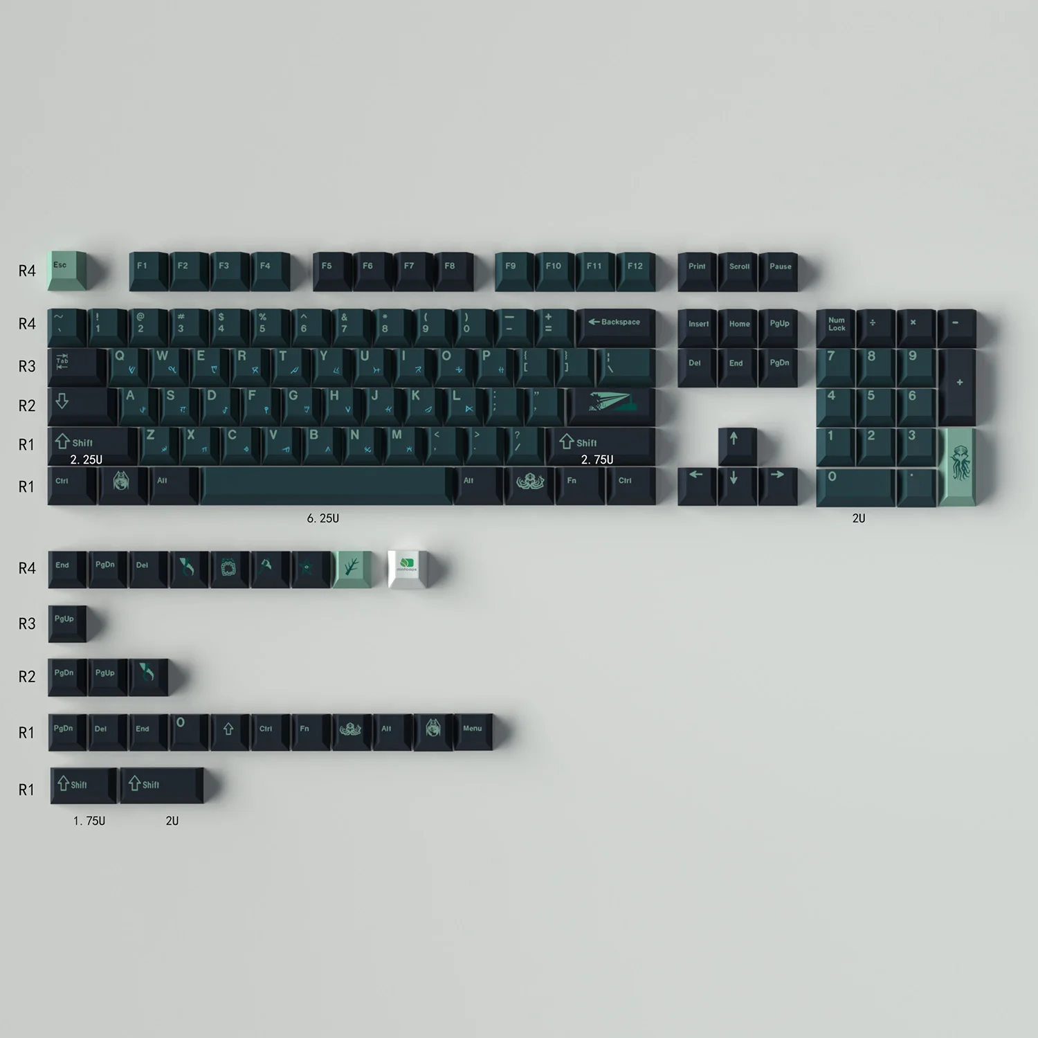 Gmk terror below большой набор колпачков из пбт dye-sub cherry profile - Фотография_3