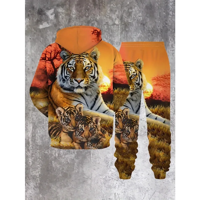 Комплект с капюшоном с 3d-принтом тигра - Фотография_4