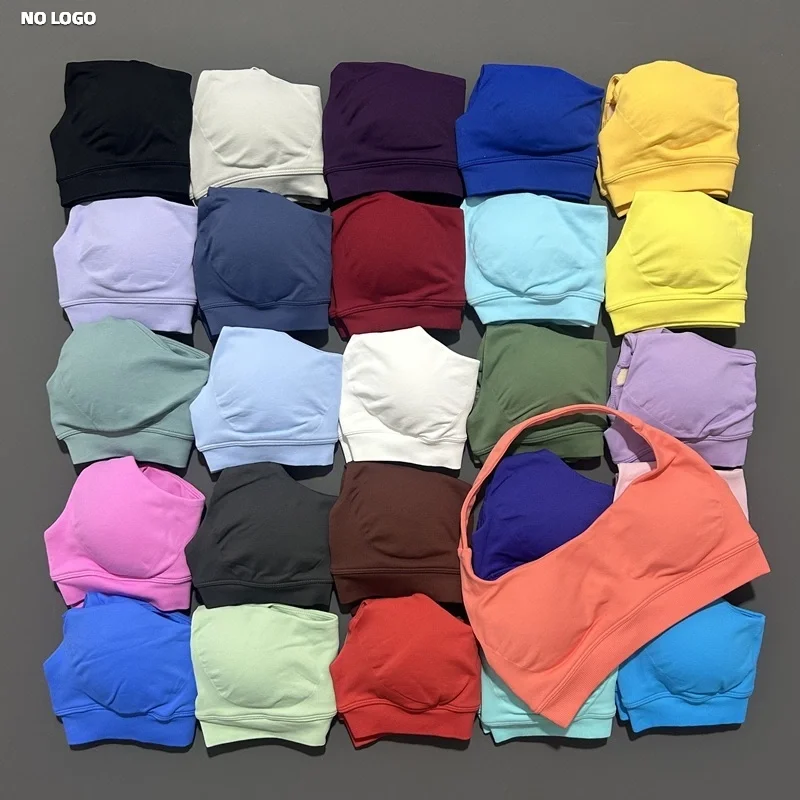 Женский бесшовный спортивный бюстгальтер с бретелькой на шее без логотипа