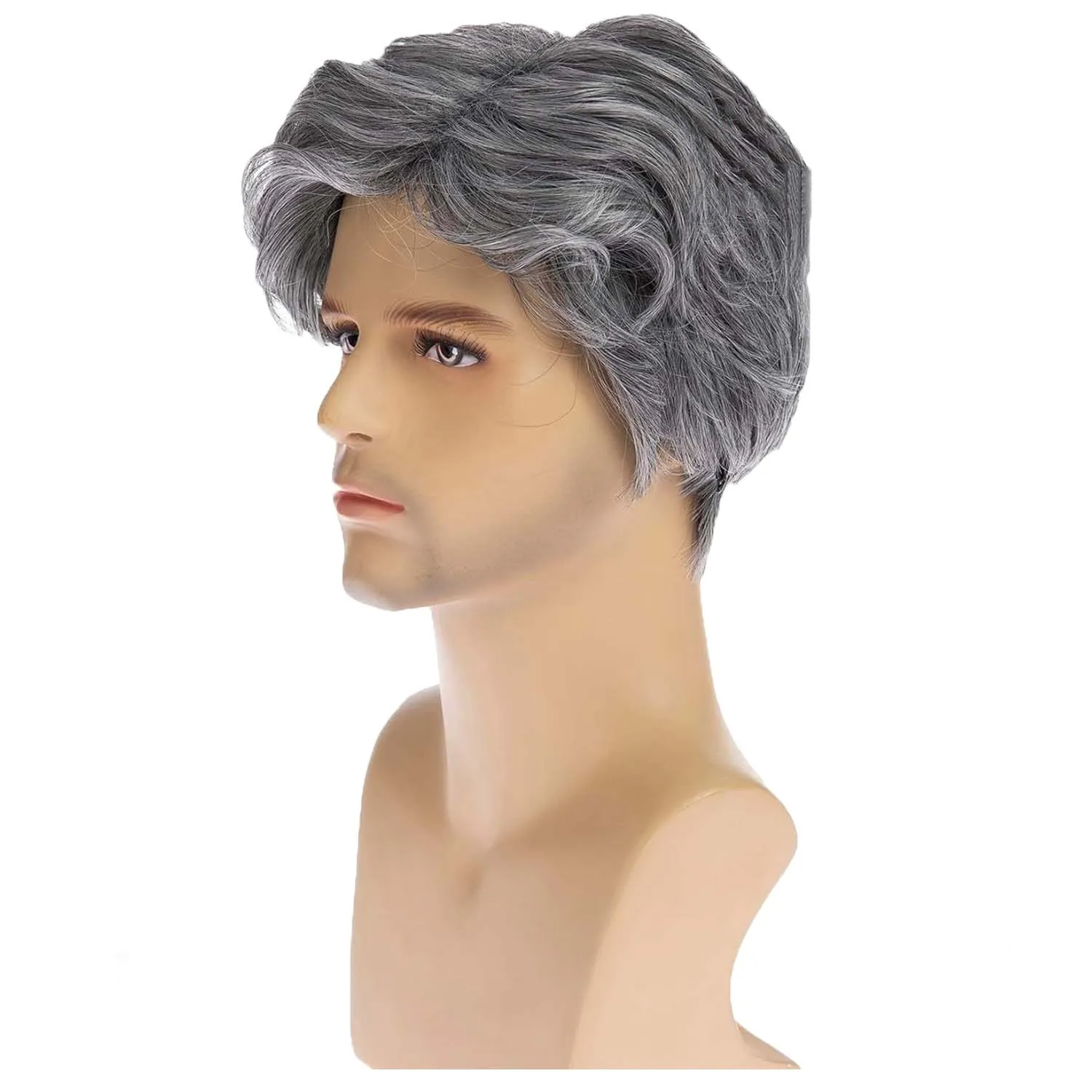 Короткий мужской прямой волнистый синтетический парик для мужчин - Фотография_4