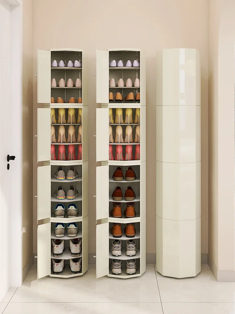 Вращающийся шкаф для обуви с кремовым ветром - Фотография_5