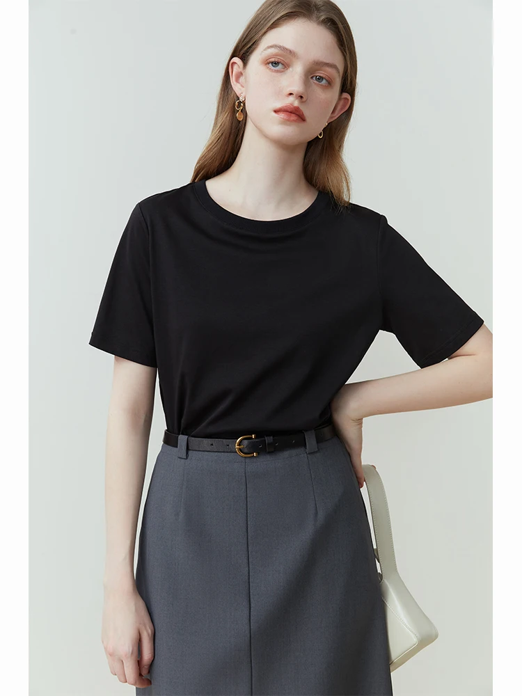 Женская футболка с коротким рукавом и круглым вырезом