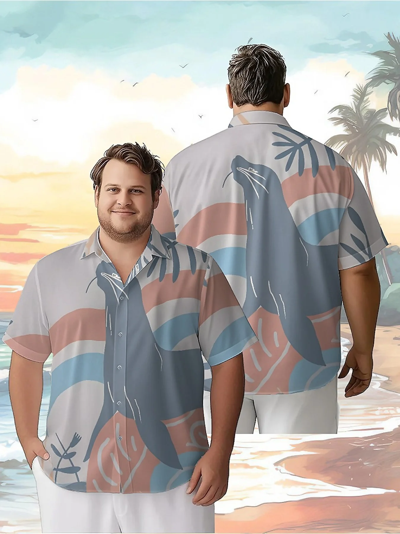 Мужские гавайские рубашки больших размеров с узором печатью