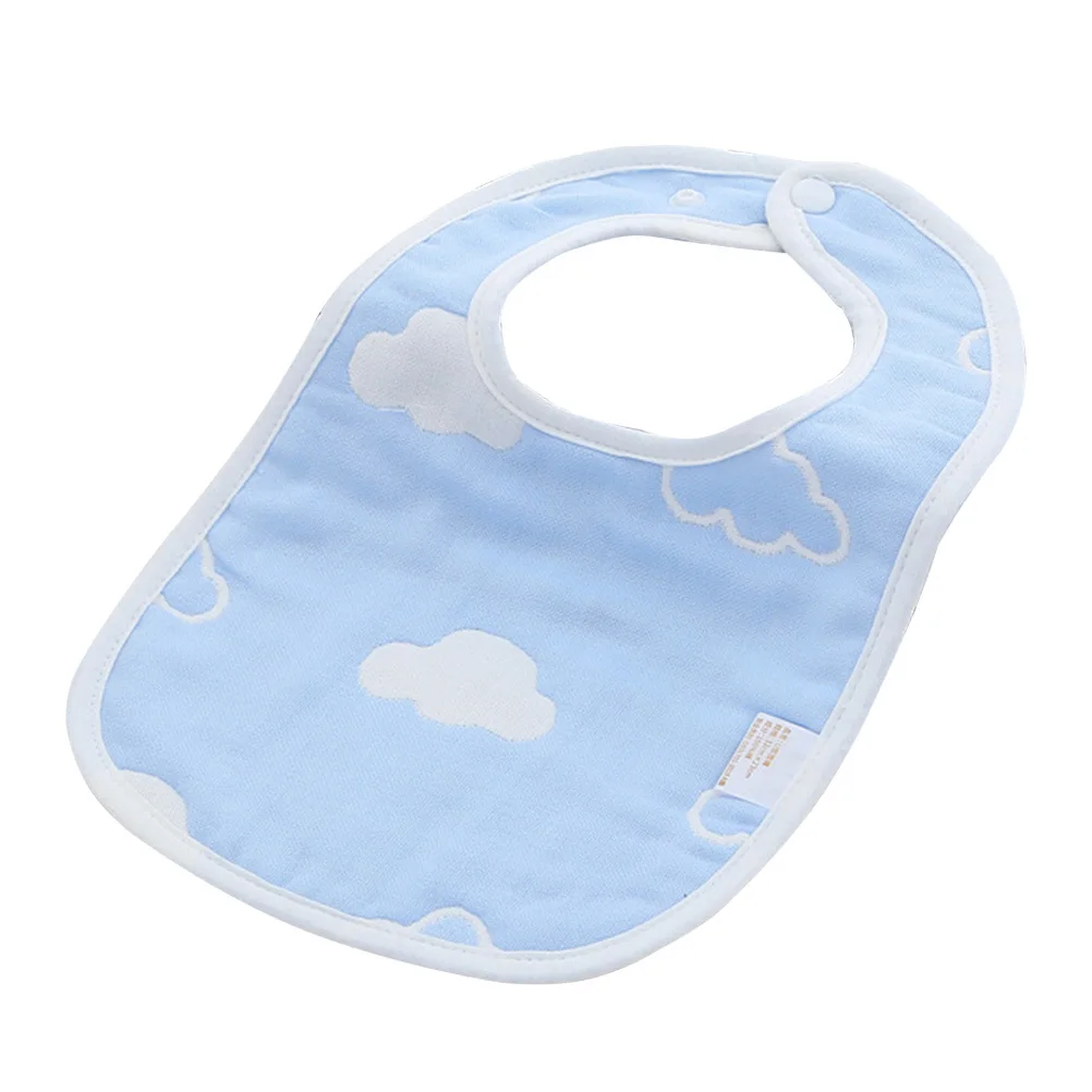 Кнопка-синие хлопковые нагрудники для слюней - Фотография_5