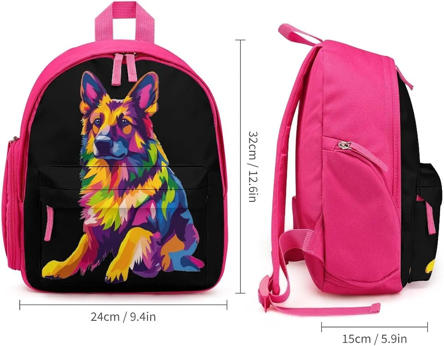 Красочный дорожный рюкзак для ноутбука с немецкой овчаркой - Фотография_2