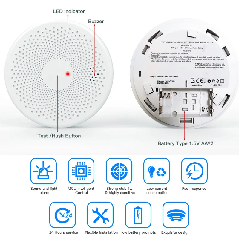 Датчик угарного газа tuya smart co и дыма - Фотография_6