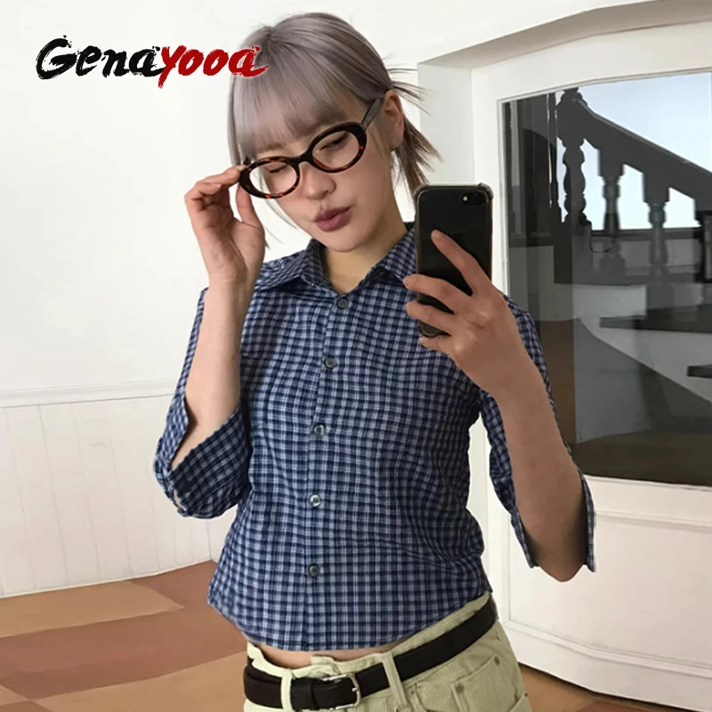 Genayooa y2k клетчатая рубашка