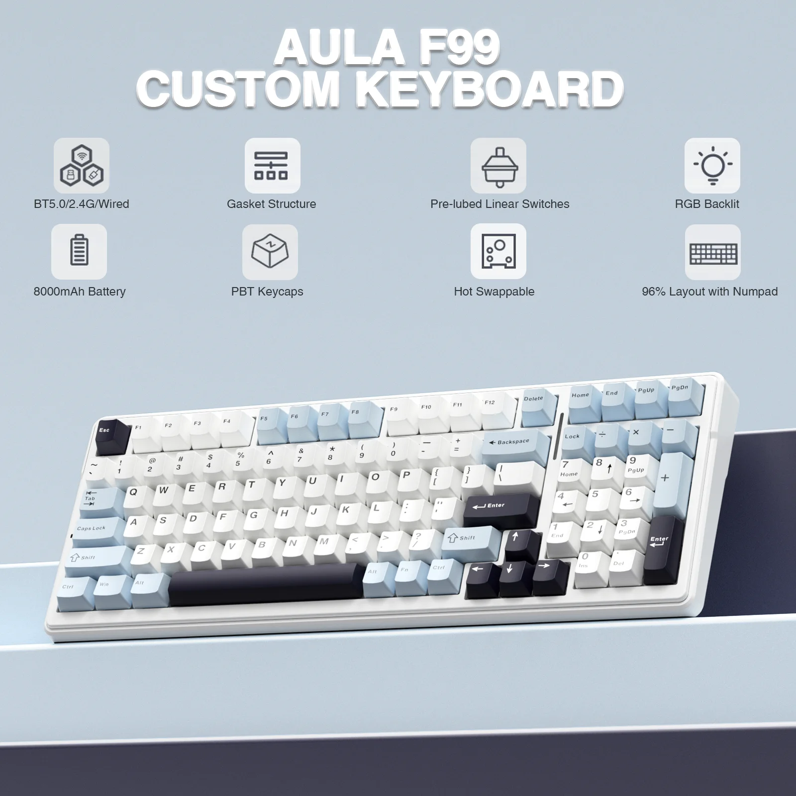 Машиностроительная клавиатура aula f99 bluetooth 5