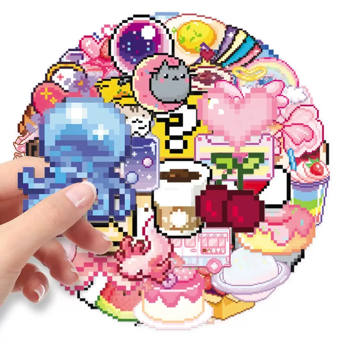 Милые розовые пиксельные прозрачные наклейки для девочек - Фотография_4