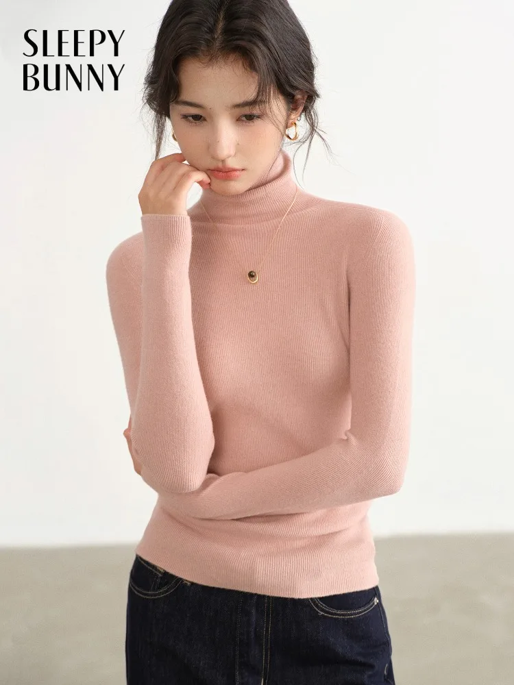 Облегающий эластичный вязаный топ с высоким воротником для женщин