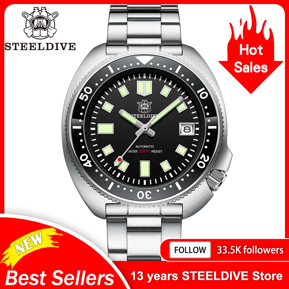 Sd1970 steeldive бренд 200m водонепроницаемые
