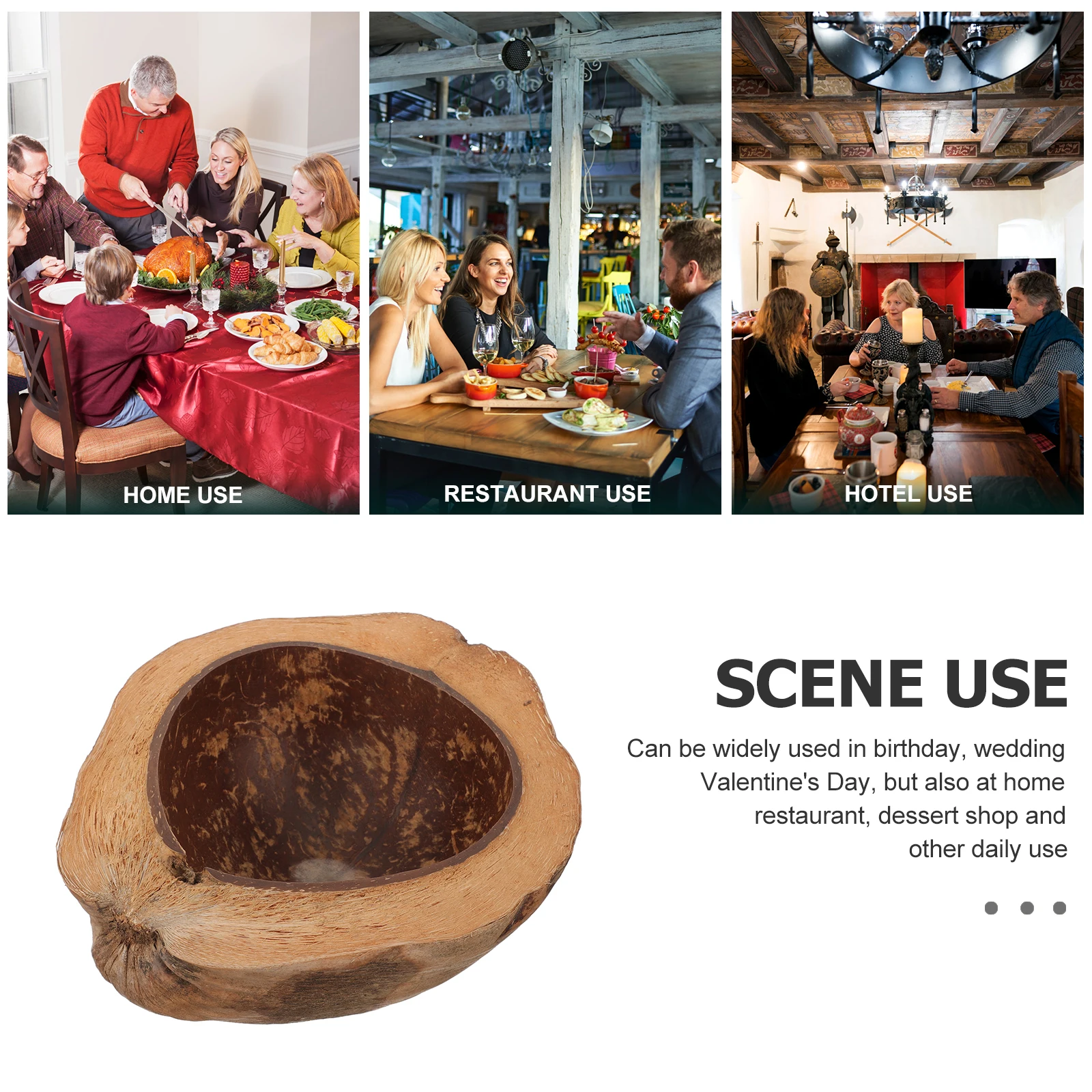 Миска для еды в натуральном стиле из скорлупы кокосов - Фотография_2