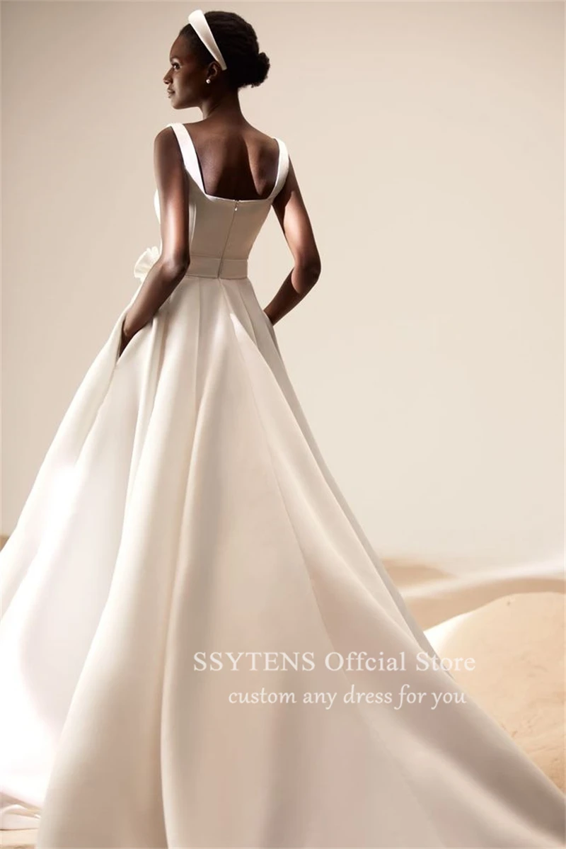 Элегантные атласные белые свадебные - Фотография_2