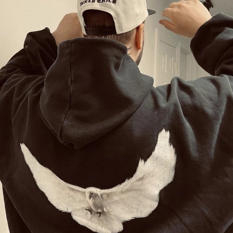 Модные брендовые толстовки kanye west 24ss с изображением голубей - Фотография_3