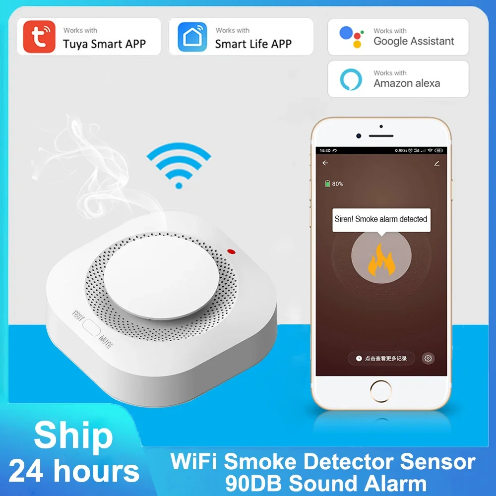 Датчик дыма tuya с wi-fi
