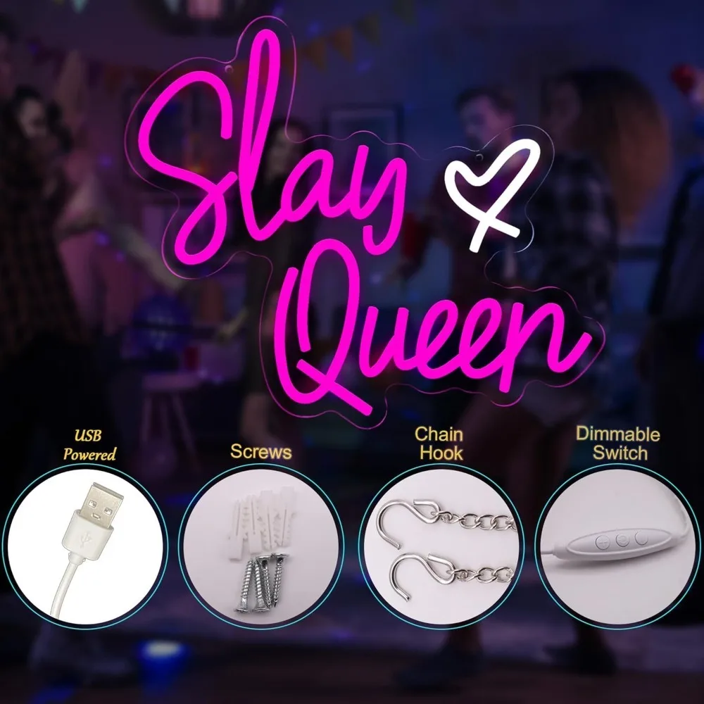 Slay queen неоновая вывеска розовые - Фотография_4