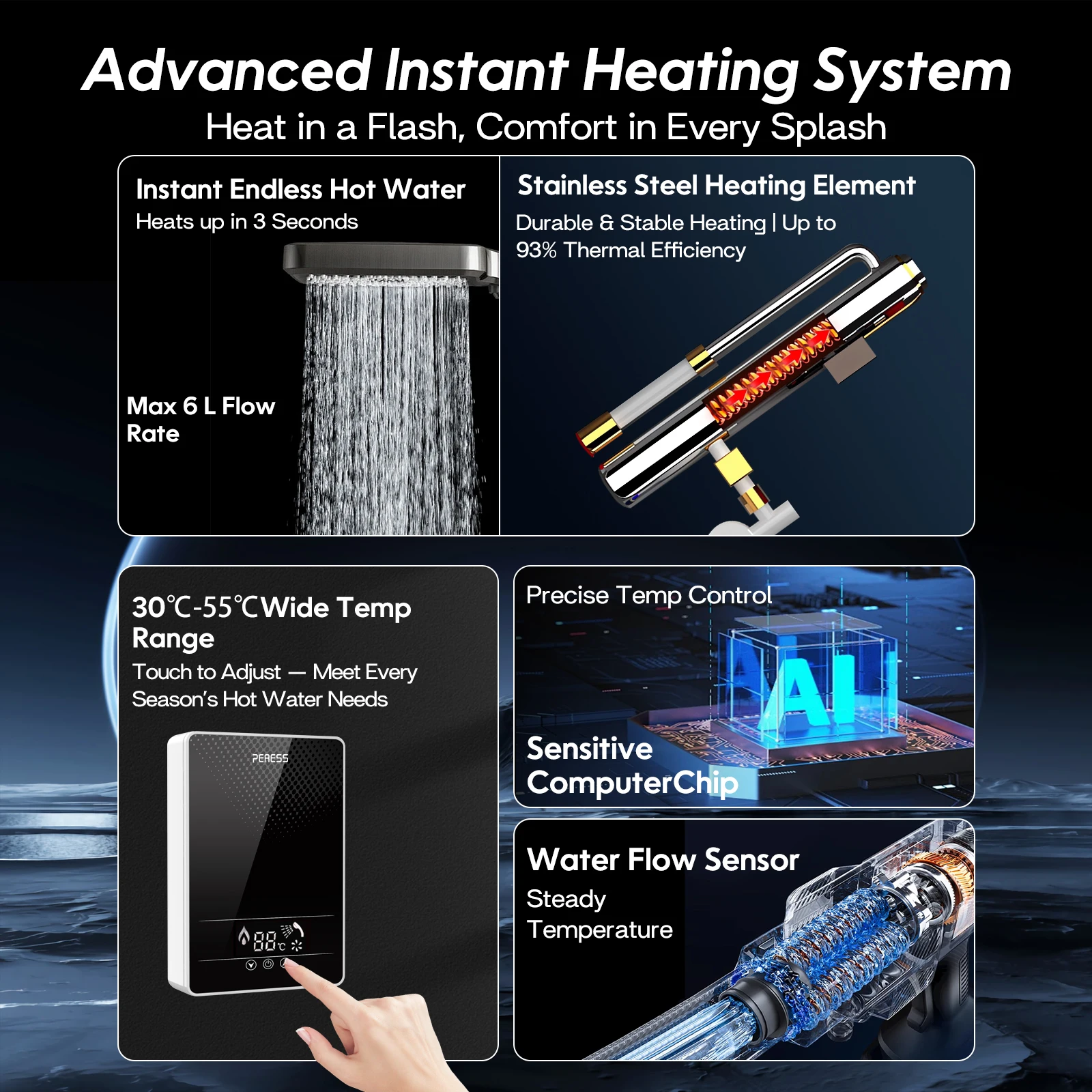 Мгновенный электрический безрезервуарный водонагреватель для душа - Фотография_2