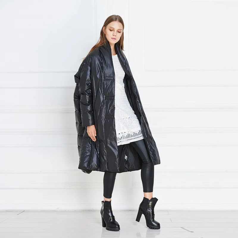 Женская длинная накидка-пуховик - Фотография_5