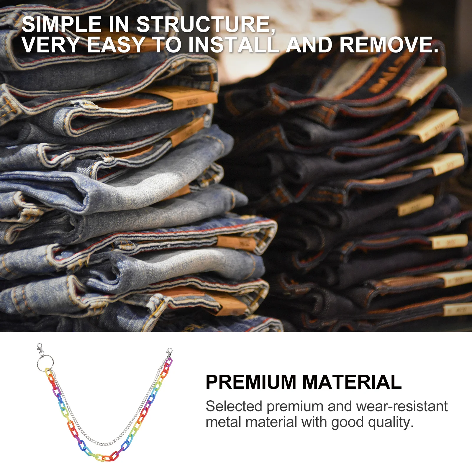 Радужная модельная поясная цепочка - Фотография_2