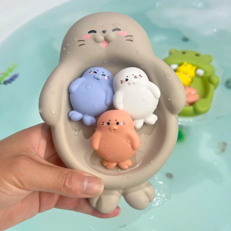Набор из 4 предметов: детские игрушки для ванной с плавающими животными - Фотография_2