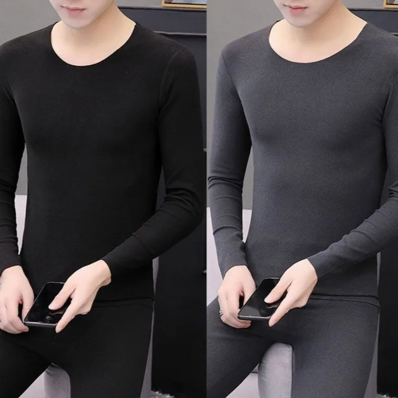 Мужской бархатный комплект термобелья с круглым вырезом - Фотография_6