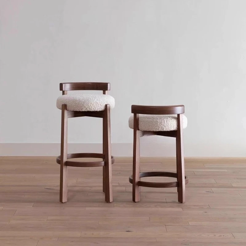 Скандинавский винтажный барный стул - стильный стул для макияжа со спинкой - Фотография_5