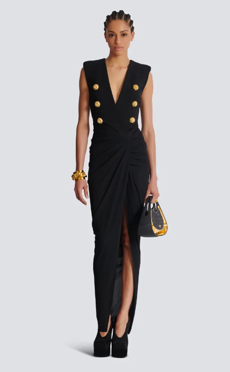 Женское черное длинное платье без - Фотография_3