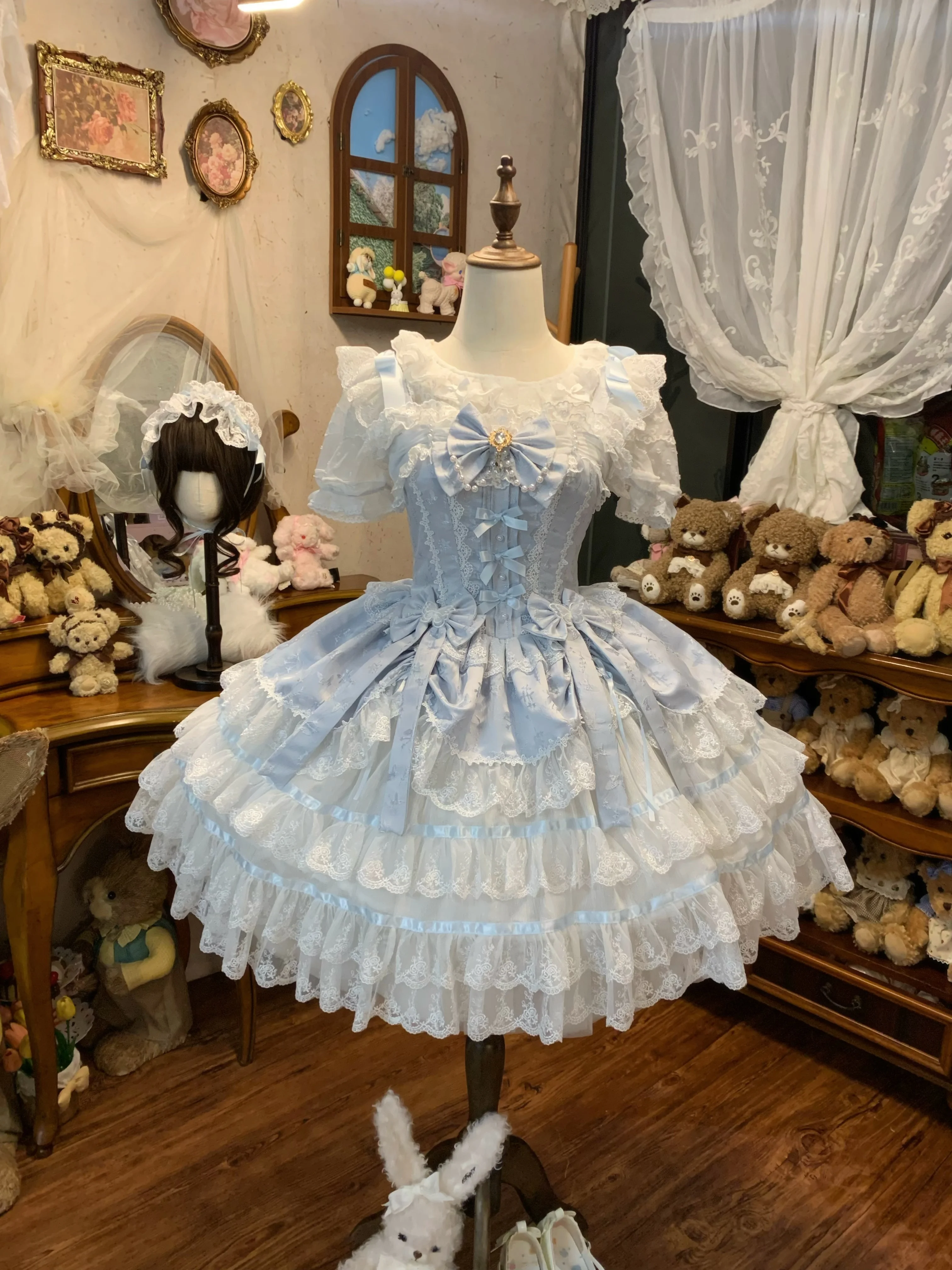Синее платье лолиты в балетном стиле с милым бантом jsk - Фотография_3