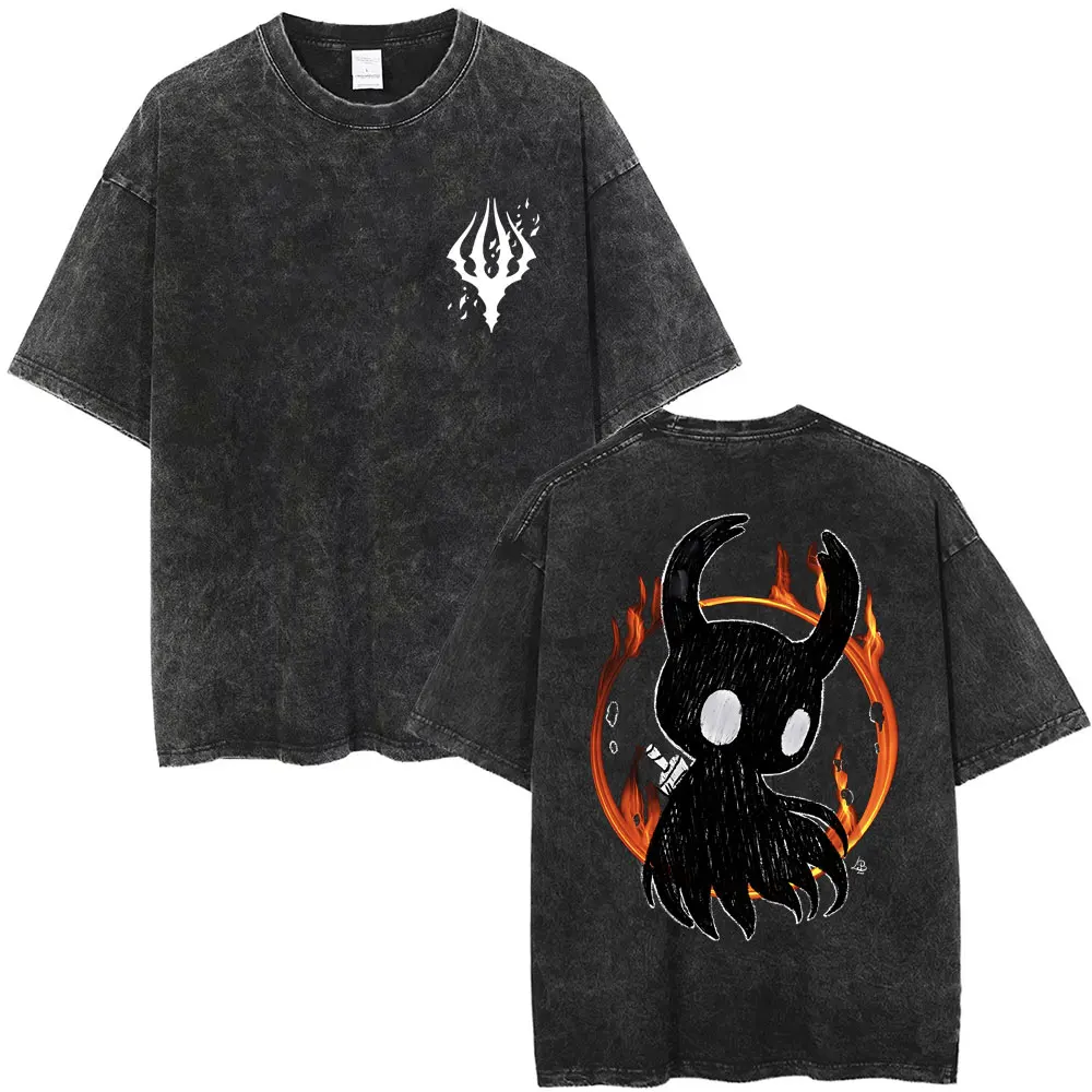 Промытая винтажная футболка с двусторонним принтом game hollow knight - Фотография_5