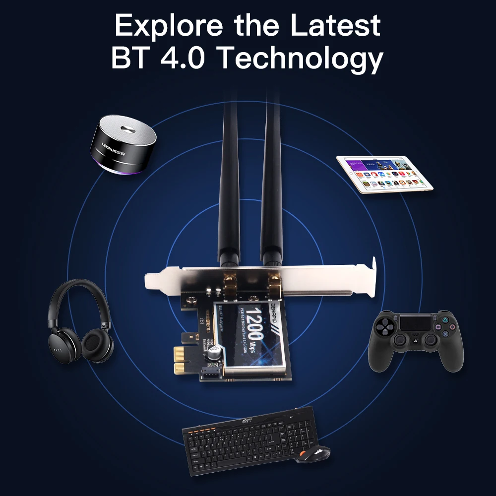 Беспроводной адаптер wifi 5 ac1200 pci-e сетевой адаптер bt 4 - Фотография_4