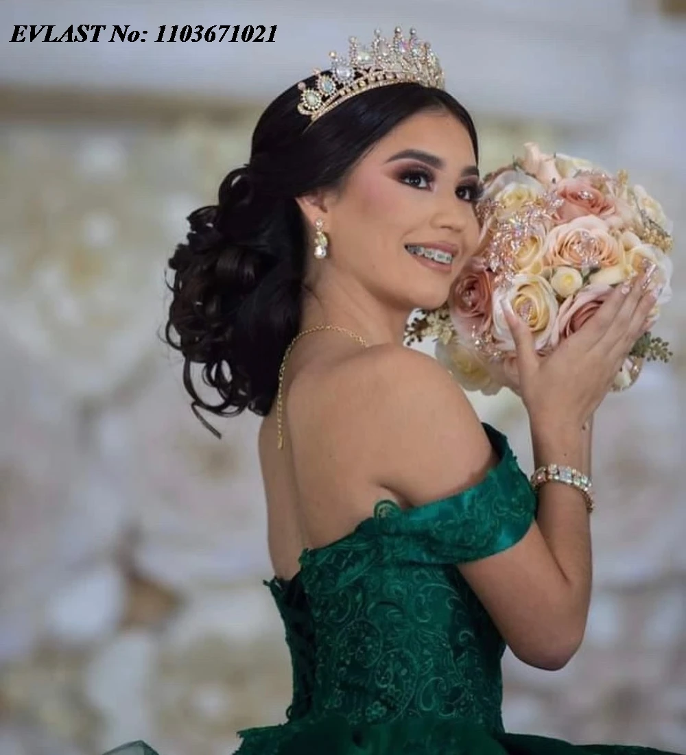 Evlast темно-зеленое платье quinceanera по индивидуальному заказу - Фотография_4