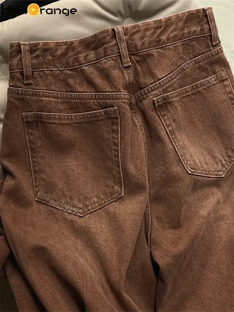 Зимние винтажные повседневные прямые джинсы с высокой талией - Фотография_4