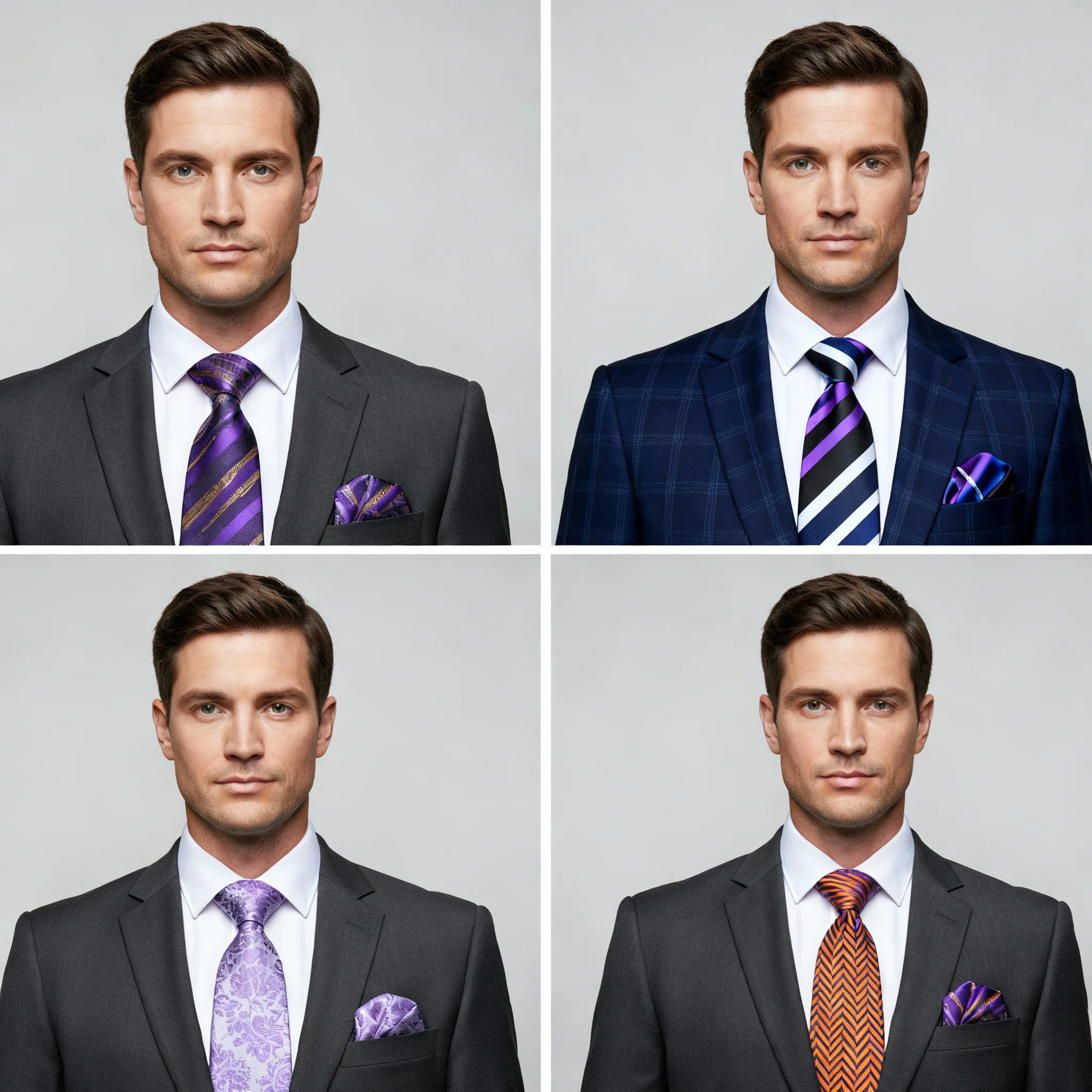 Мужской галстук, фиолетовый цветочный