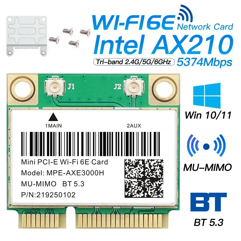 Трехдиапазонная беспроводная карта wi-fi 6e ax210 mpe-axe3000h/ac7265 bt 5