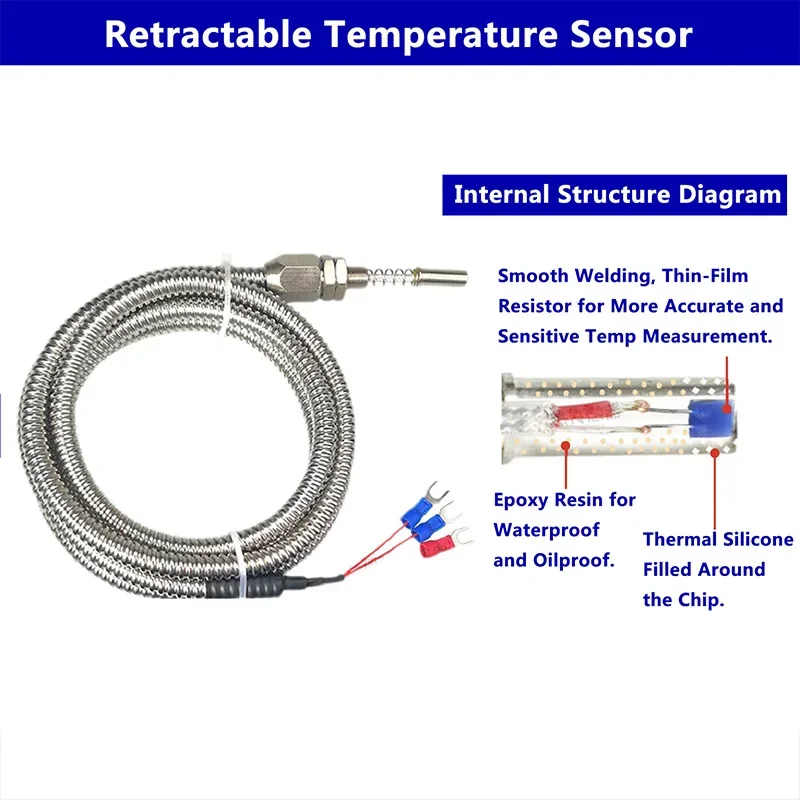 Датчик температуры pt100 с гибким датчиком для motores и rodamientos - Фотография_3